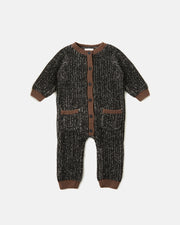 7AM - Long Sleeve Jumpsuit - Chunky Mother & Baby Heather Grey/Black 0 - 3M