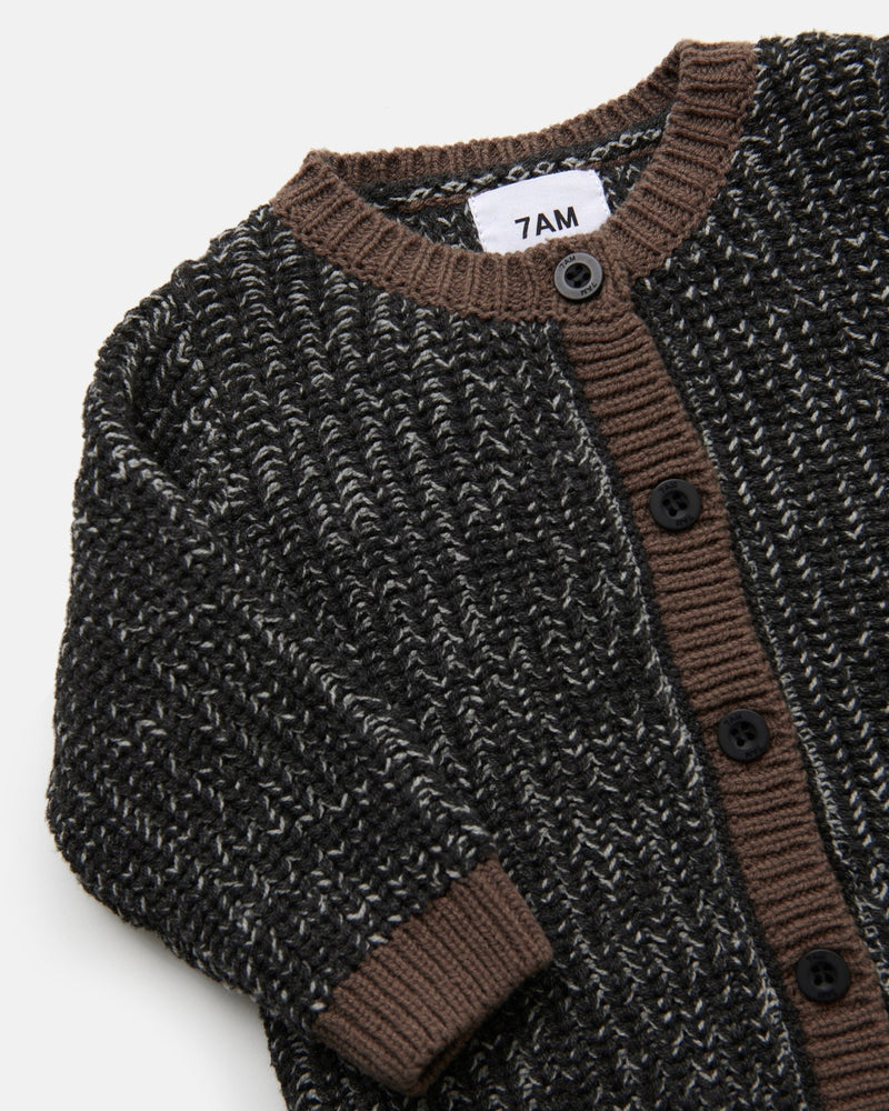 7AM - Long Sleeve Jumpsuit - Chunky Mother & Baby Heather Grey/Black 0 - 3M