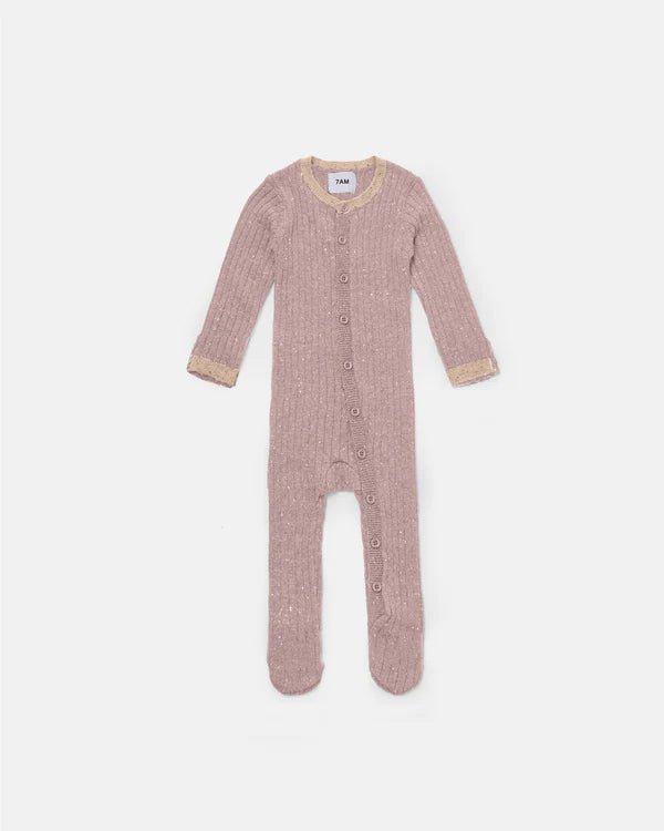 7AM - Long Sleeve Jumpsuit Footie - Hug Me Mother & Baby Ash Rose 0 - 3M