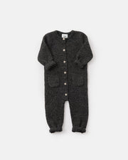 7AM - Long Sleeve Jumpsuit - Fuzzy Mother & Baby Black Melange 0 - 3M