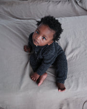 7AM - Long Sleeve Jumpsuit - Fuzzy Mother & Baby Black Melange 0 - 3M