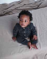 7AM - Long Sleeve Jumpsuit - Fuzzy Mother & Baby Black Melange 0 - 3M