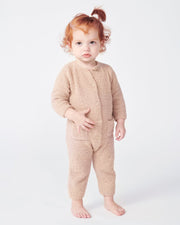 7AM - Long Sleeve Jumpsuit - Fuzzy Mother & Baby Ecru 0 - 3M