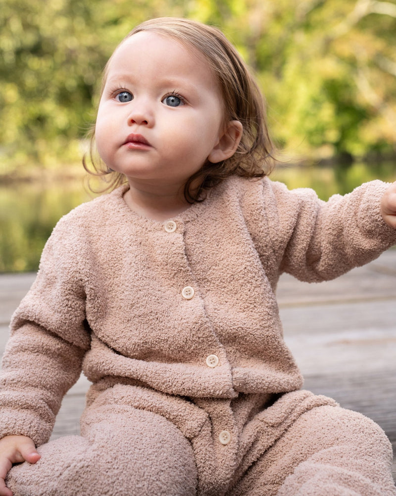 7AM - Long Sleeve Jumpsuit - Fuzzy Mother & Baby Ecru 0 - 3M