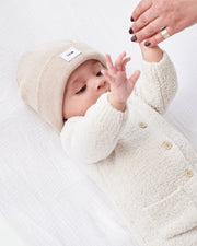 7AM - Long Sleeve Jumpsuit - Fuzzy Mother & Baby Ecru 0 - 3M