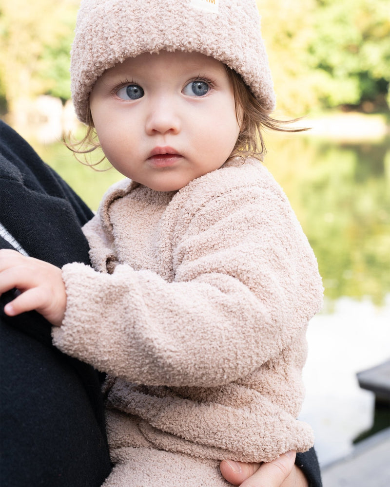 7AM - Long Sleeve Jumpsuit - Fuzzy Mother & Baby Ecru 0 - 3M