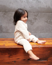 7AM - Long Sleeve Jumpsuit - Fuzzy Mother & Baby Ecru 0 - 3M