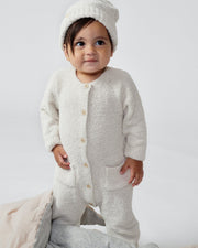 7AM - Long Sleeve Jumpsuit - Fuzzy Mother & Baby Ecru 0 - 3M