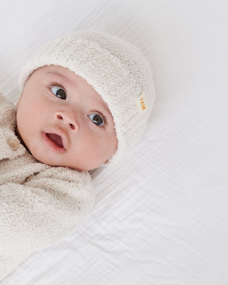 7AM - Long Sleeve Jumpsuit - Fuzzy Mother & Baby Ecru 0 - 3M