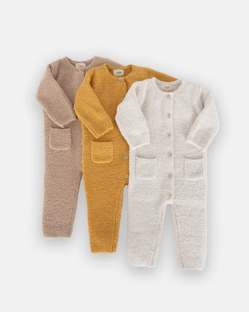 7AM - Long Sleeve Jumpsuit - Fuzzy Mother & Baby Pecan 0 - 3M
