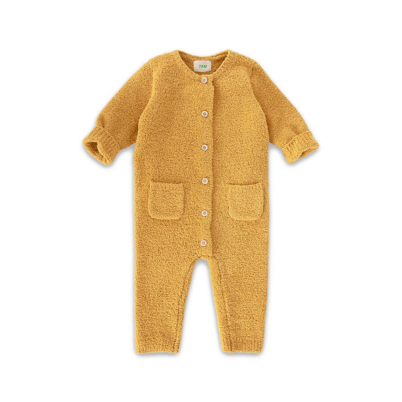 7AM - Long Sleeve Jumpsuit - Fuzzy Mother & Baby Pecan 0 - 3M