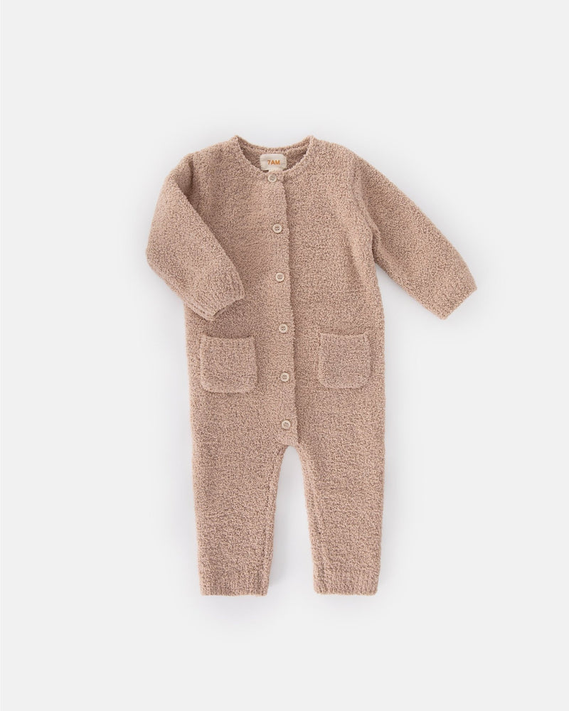 7AM - Long Sleeve Jumpsuit - Fuzzy Mother & Baby Pecan 0 - 3M