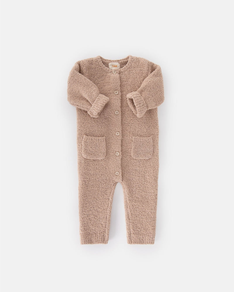 7AM - Long Sleeve Jumpsuit - Fuzzy Mother & Baby Pecan 0 - 3M