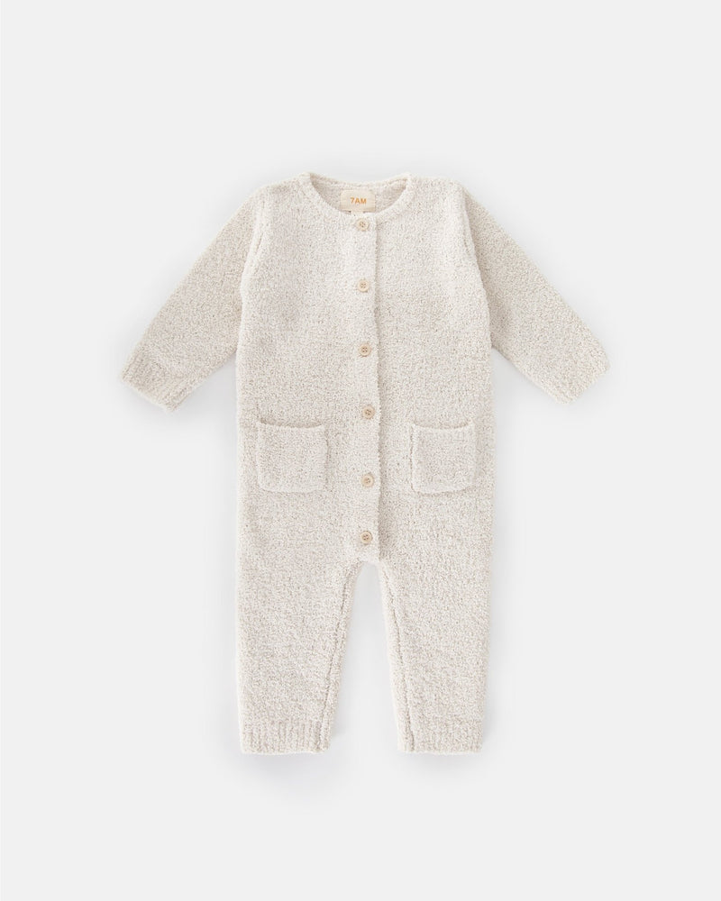 7AM - Long Sleeve Jumpsuit - Fuzzy Mother & Baby Pecan 0 - 3M