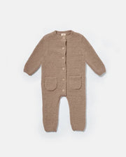 7AM - Long Sleeve Jumpsuit - Fuzzy Mother & Baby Taupe 0 - 3M