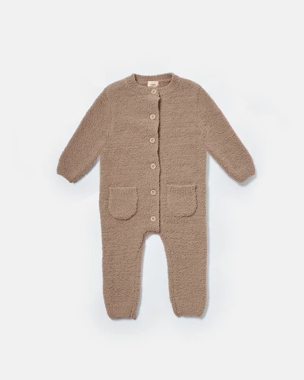 7AM - Long Sleeve Jumpsuit - Fuzzy Mother & Baby Taupe 0 - 3M