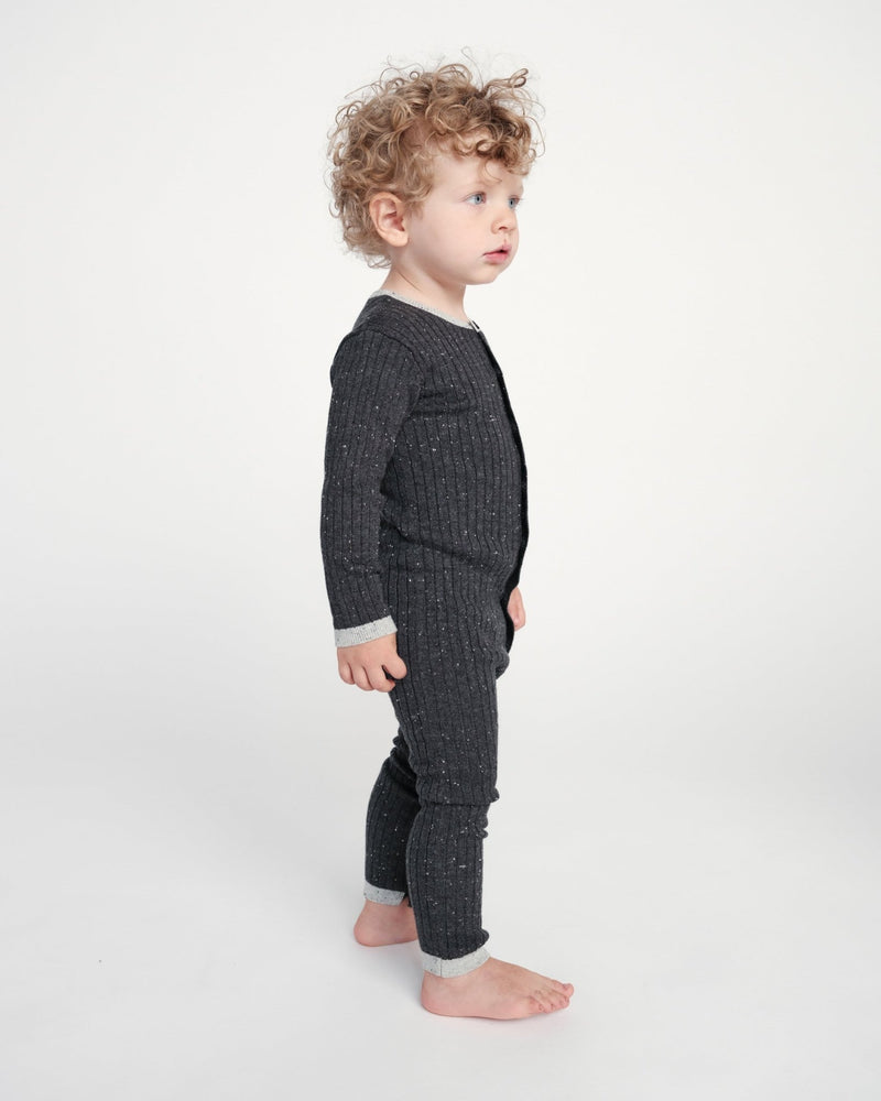 7AM - Long Sleeve Jumpsuit No Footie - Hug Me Mother & Baby Black Melange 9 - 12M