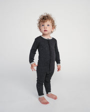 7AM - Long Sleeve Jumpsuit No Footie - Hug Me Mother & Baby Black Melange 9 - 12M