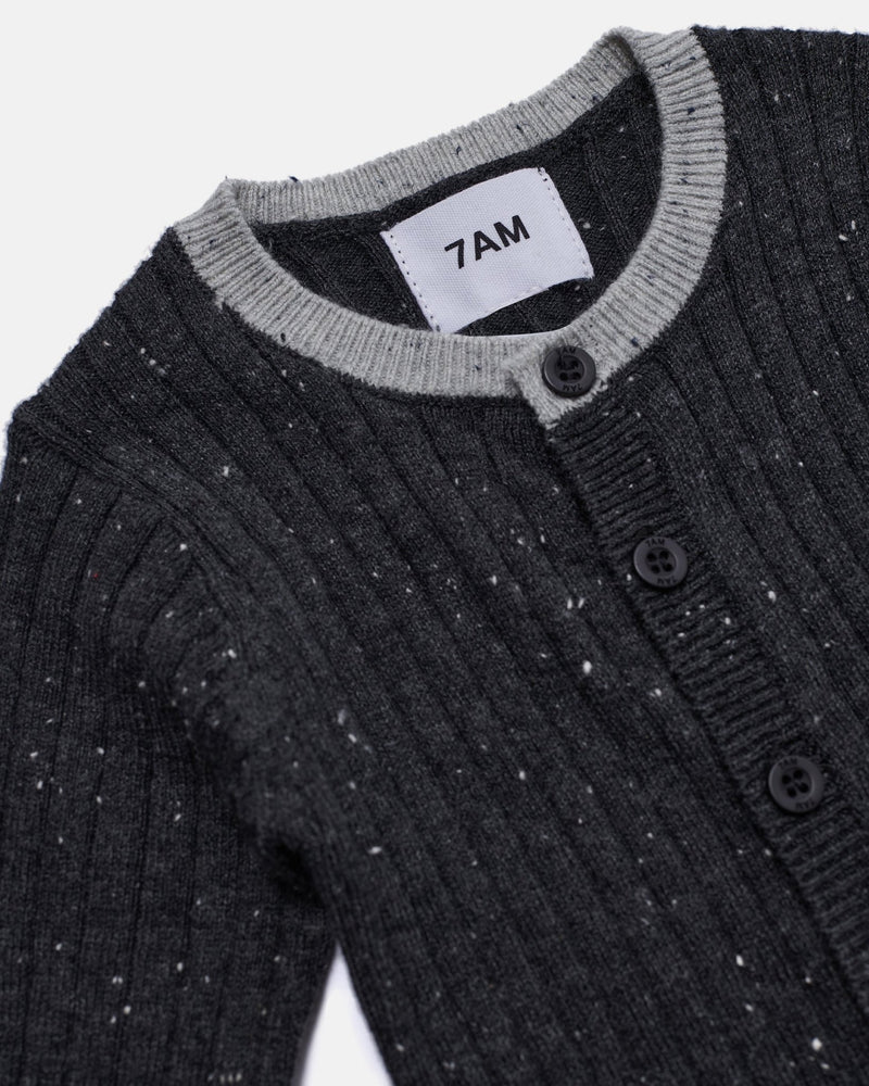 7AM - Long Sleeve Jumpsuit No Footie - Hug Me Mother & Baby Black Melange 9 - 12M