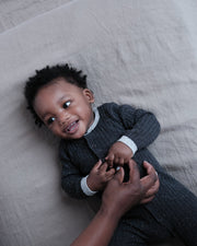 7AM - Long Sleeve Jumpsuit No Footie - Hug Me Mother & Baby Black Melange 9 - 12M