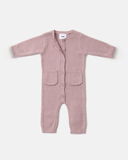 7AM - Long Sleeve Ribbed Jumpsuit - Chunky Mother & Baby Ash Rose 12 - 18M
