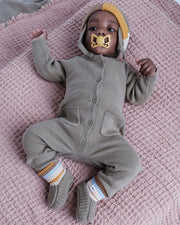 7AM - Long Sleeve Ribbed Jumpsuit - Chunky Mother & Baby Ash Rose 12 - 18M