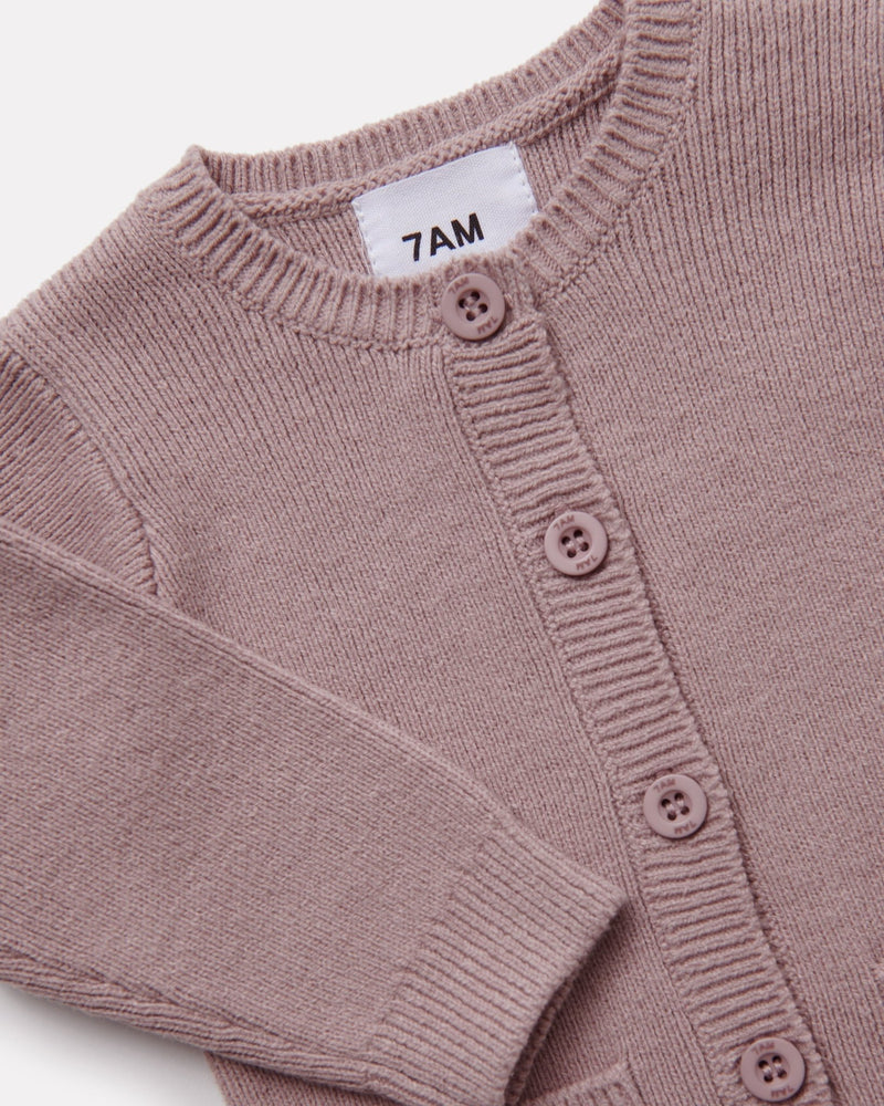 7AM - Long Sleeve Ribbed Jumpsuit - Chunky Mother & Baby Ash Rose 12 - 18M