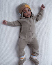 7AM - Long Sleeve Ribbed Jumpsuit - Chunky Mother & Baby Ash Rose 12 - 18M