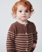 7AM - Long Sleeve Striped Jumpsuit - Fuzzy Mother & Baby Choco & Pecan 0 - 3M