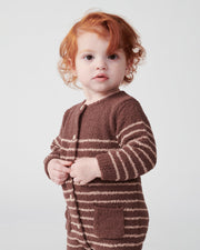 7AM - Long Sleeve Striped Jumpsuit - Fuzzy Mother & Baby Choco & Pecan 0 - 3M