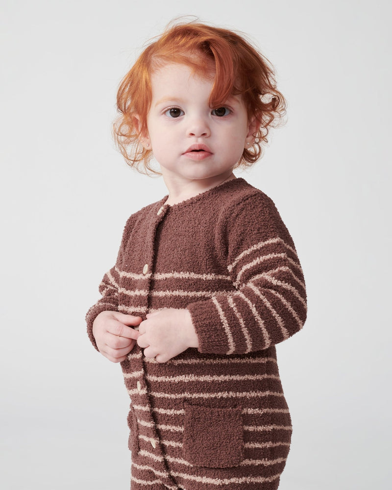7AM - Long Sleeve Striped Jumpsuit - Fuzzy Mother & Baby Choco & Pecan 0 - 3M