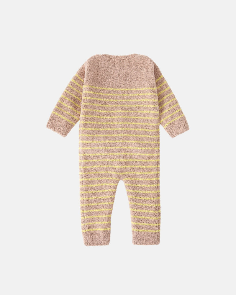 7AM - Long Sleeve Striped Jumpsuit - Fuzzy Mother & Baby Choco & Pecan 0 - 3M