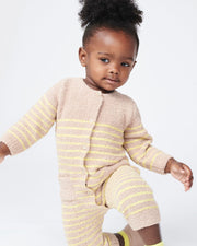 7AM - Long Sleeve Striped Jumpsuit - Fuzzy Mother & Baby Choco & Pecan 0 - 3M