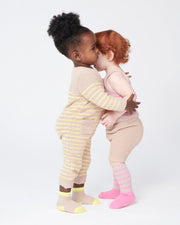 7AM - Long Sleeve Striped Jumpsuit - Fuzzy Mother & Baby Choco & Pecan 0 - 3M