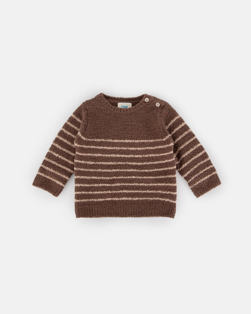 7AM - Long Sleeve Top - Fuzzy Apparel & Accessories Choco / Pecan 0 - 3M