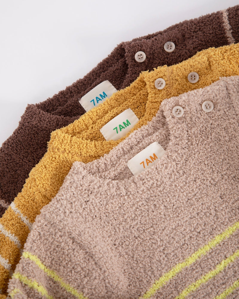 7AM - Long Sleeve Top - Fuzzy Apparel & Accessories Pecan / Chartreuse 0 - 3M