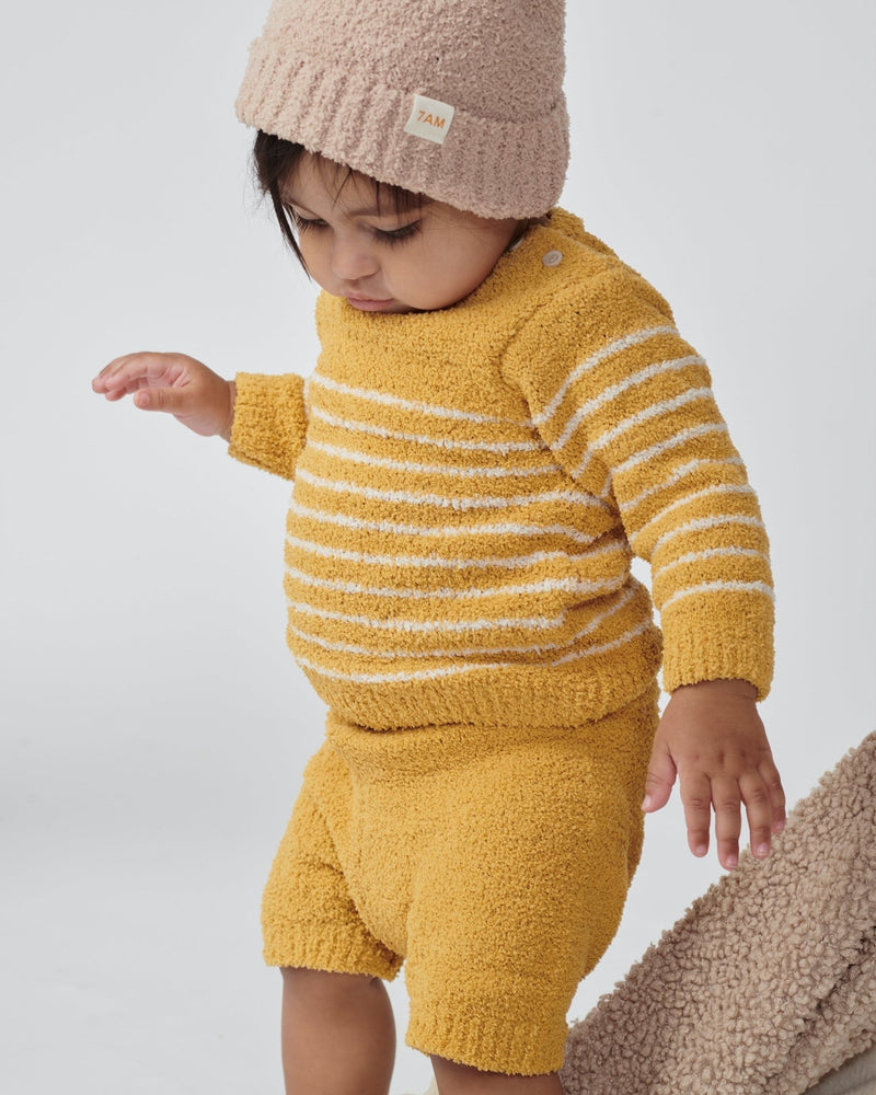 7AM - Long Sleeve Top - Fuzzy Apparel & Accessories Pecan / Chartreuse 0 - 3M