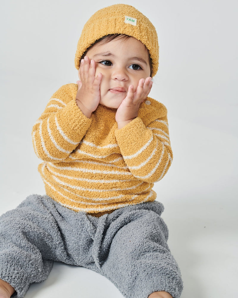7AM - Long Sleeve Top - Fuzzy Apparel & Accessories Pecan / Chartreuse 0 - 3M