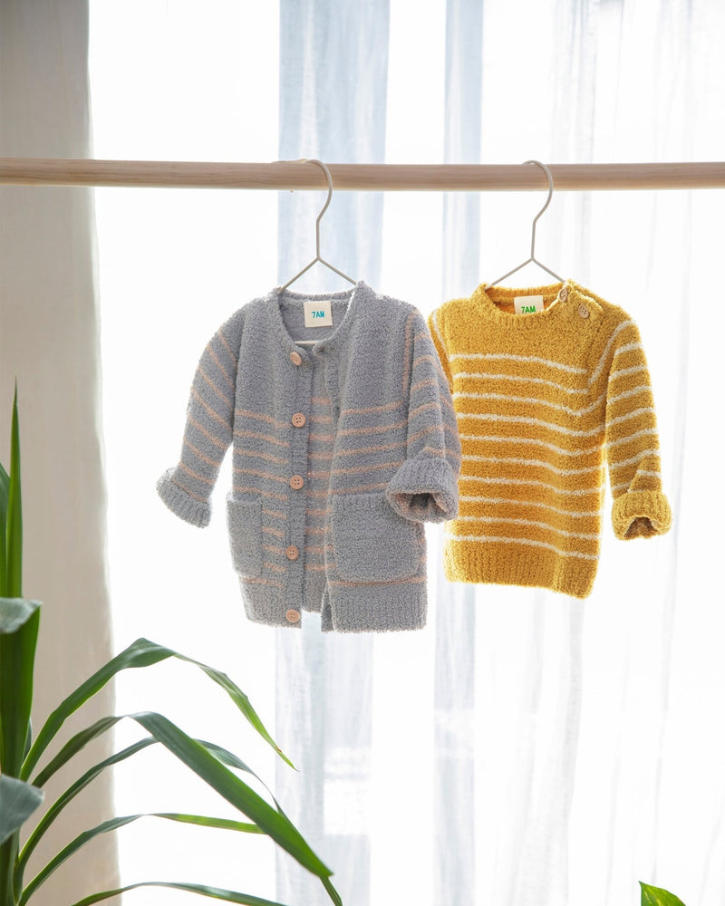 7AM - Long Sleeve Top - Fuzzy Apparel & Accessories Pecan / Chartreuse 0 - 3M