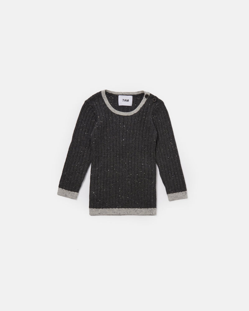 7AM - Long Sleeve Top - Hug Me Mother & Baby Black Melange 3 - 4T