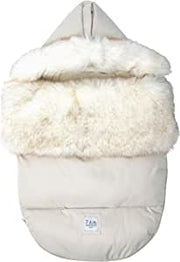 7AM - PlushPOD - Tundra Plush | Infant Lounger and Travel Sleep Pod Mother & Baby Heather Beige - White Faux Fur 0 - 18M