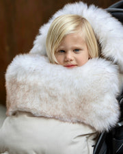 7AM - PlushPOD - Tundra Plush | Infant Lounger and Travel Sleep Pod Mother & Baby Heather Beige - White Faux Fur 0 - 18M