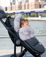 7AM - PlushPOD - Tundra Plush | Infant Lounger and Travel Sleep Pod Mother & Baby Heather Beige - White Faux Fur 18 - 3T