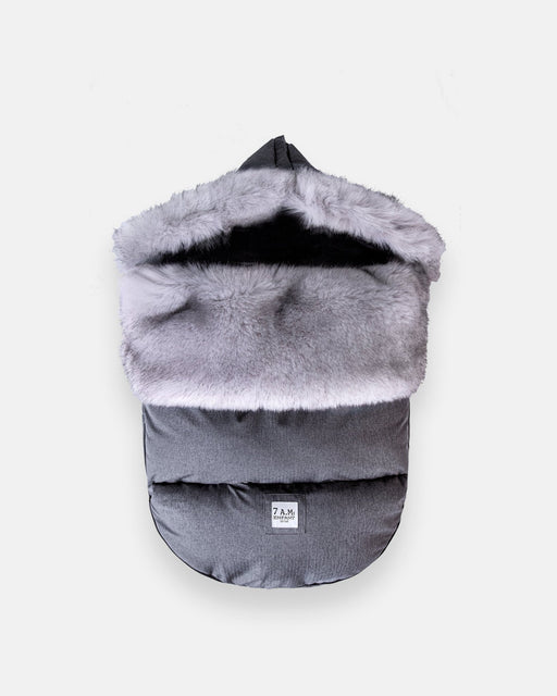 7AM - PlushPOD - Tundra Plush | Infant Lounger and Travel Sleep Pod Mother & Baby Heather Grey Dark - Arctic Faux Fur 0 - 18M