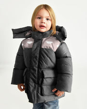 7AM - Puffer Jacket - Nico Mother & Baby Print Black 2 - 3T
