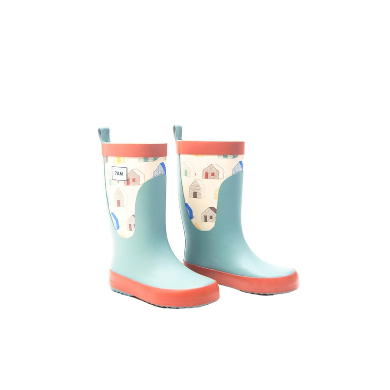 7AM - Rain Boots Mother & Baby Print House Teal 12