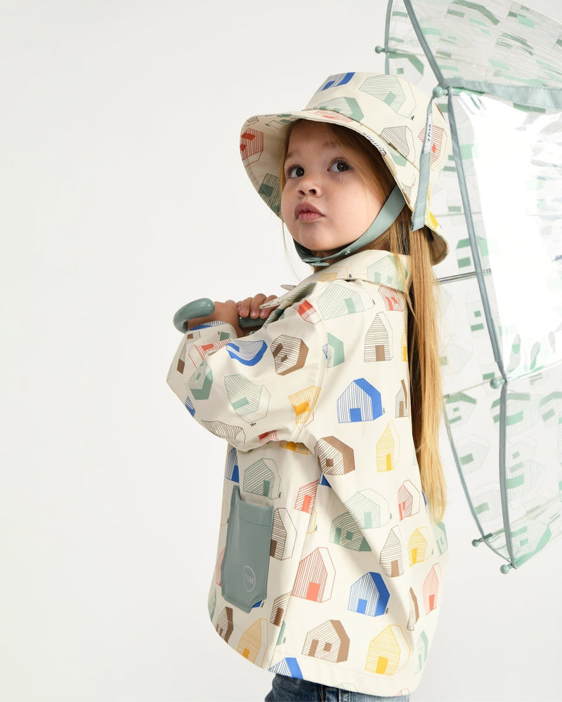 7AM - Rain Bucket Hat Mother & Baby Tree Beige 4 - 6Y