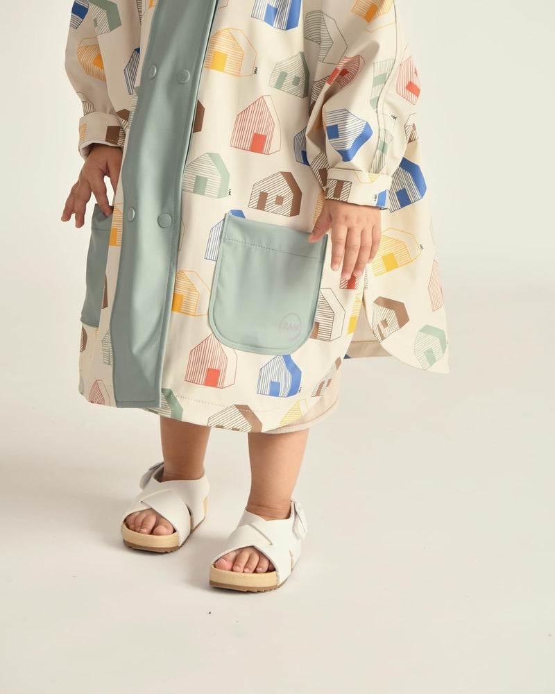 7AM - Rain Poncho - 18 - 24M Mother & Baby Print House Teal