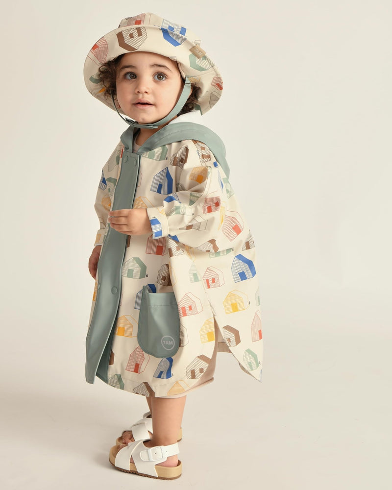 7AM - Rain Poncho - 18 - 24M Mother & Baby Print House Teal