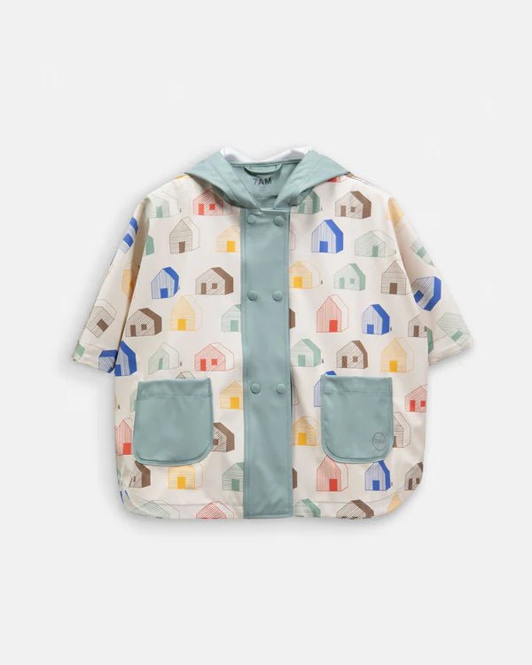 7AM - Rain Poncho - 2 - 3T Mother & Baby Print House Teal